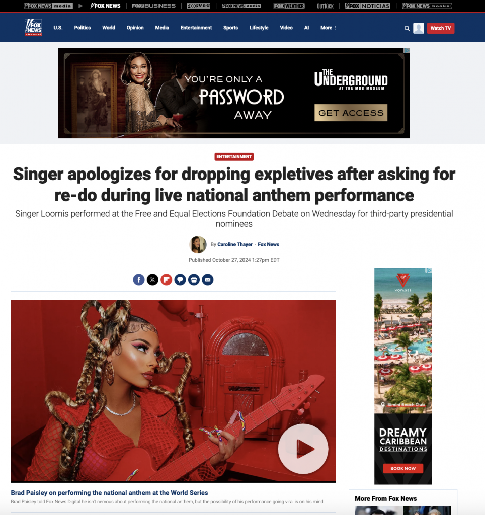 Loomis issues statement for FOX